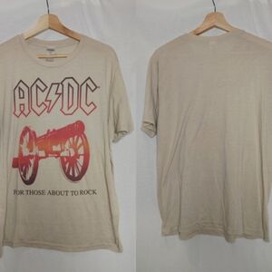 Anthill Rockwear ACDC‎ Shirt Graphic Tee Cream Ombre Orange 2005 Unisex Rock